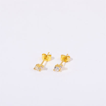 Titanium Steel Electroplated Genuine Gold December Birthstone Zircon Earrings-Jewearrings