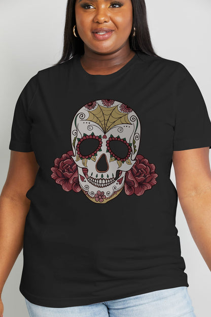 Simply Love Full Size Skull Graphic Cotton Tee-Jewearrings