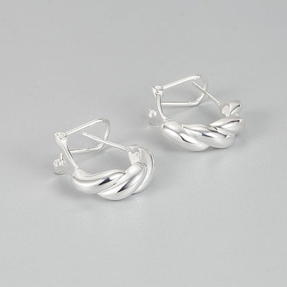 S925 Sterling Silver Stud Earrings Wave Line Pattern-Jewearrings