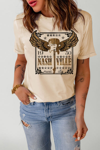 1950 NASHVILLE MUSIC CITY Graphic Tee Shirt-Jewearrings