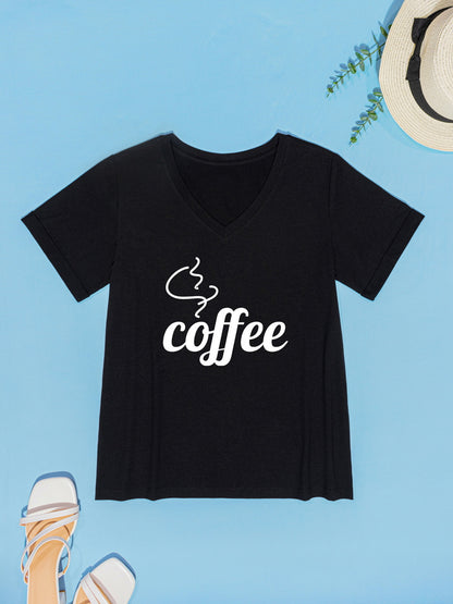 COFFEE V-Neck Short Sleeve T-Shirt-Jewearrings