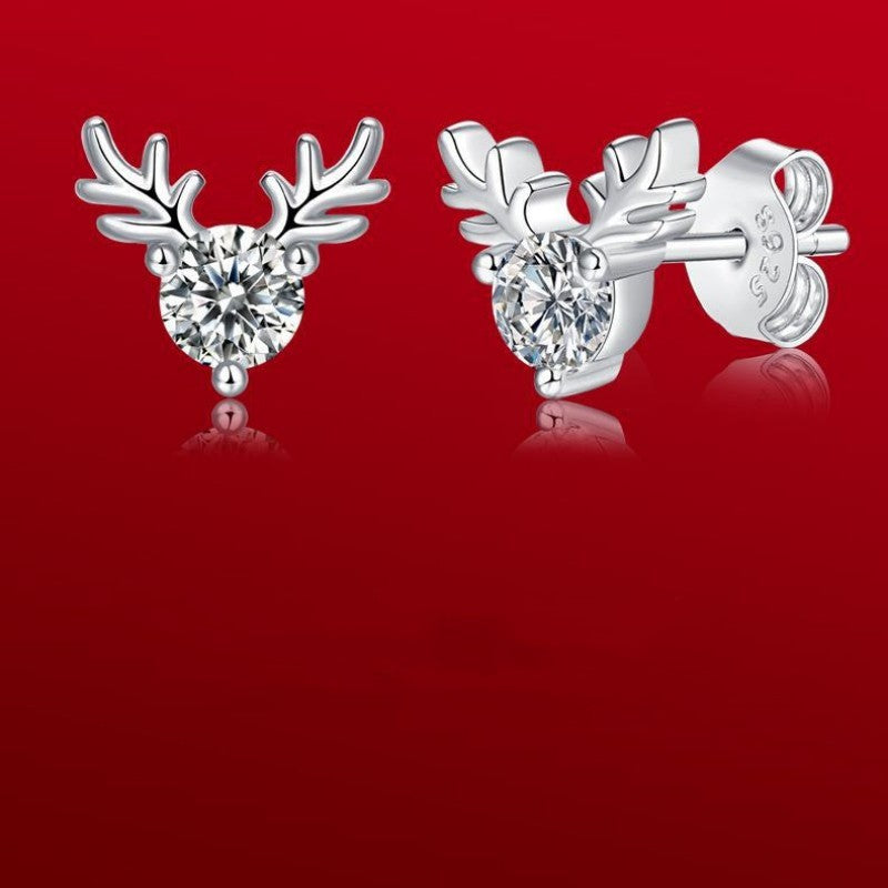 Moissanite One Deer Has Your Ear Studs 925 Silver Earrings Earring Silver Accessories Wholesale-Jewearrings