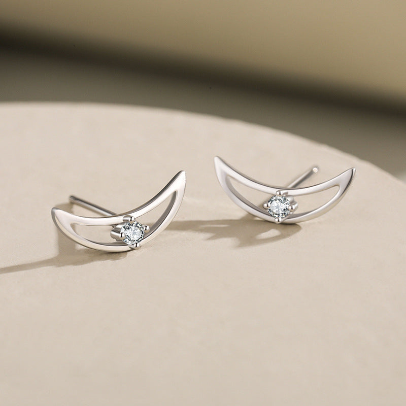 S925 Sterling Silver Niche Design Moon Earrings-Jewearrings