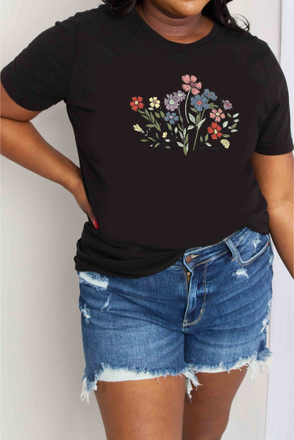 Simply Love Simply Love Full Size Flower Graphic Cotton Tee-Jewearrings