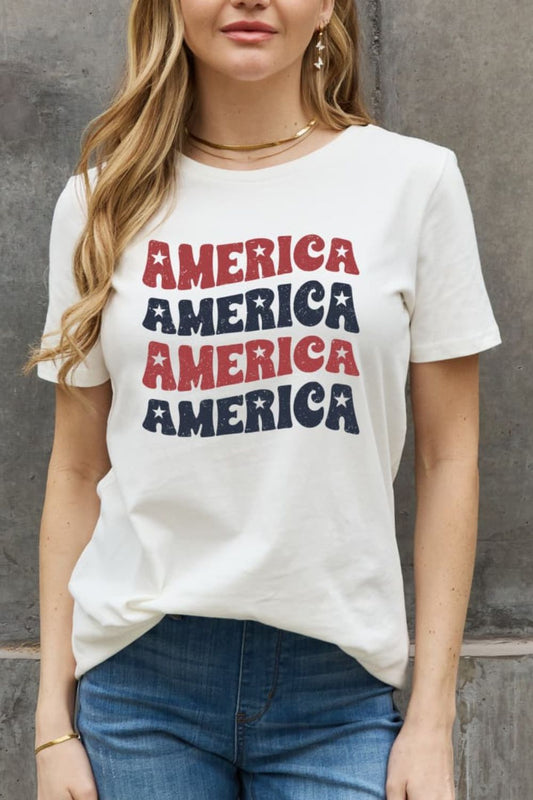 Simply Love AMERICA Graphic Cotton Tee-Jewearrings