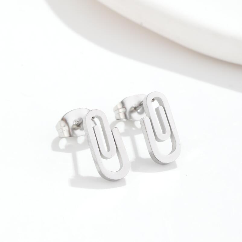 Stainless Steel Clip Ear Studs Geometric Simple Women Earrings-Jewearrings