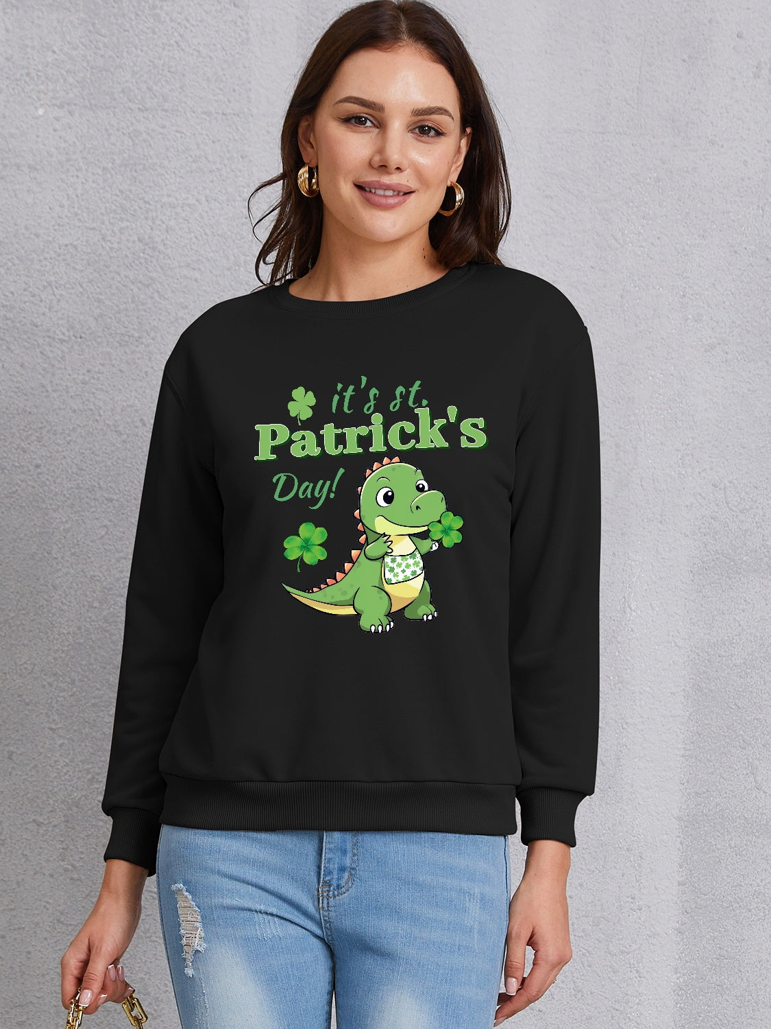 IT'S ST. PATRICK'S DAY Graphic Round Neck Sweatshirt-Jewearrings