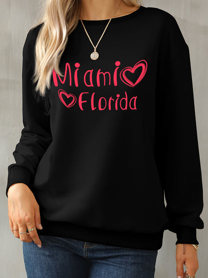 MIAMI FLORIDA Round Neck Dropped Shoulder Sweatshirt-Jewearrings