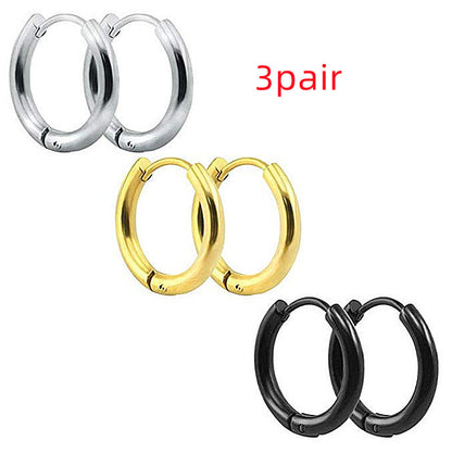 Amazon Foreign Trade Earrings Stylish Glossy Ear Clip Silver Round Tube Small Ring Anti-fashion-Jewearrings