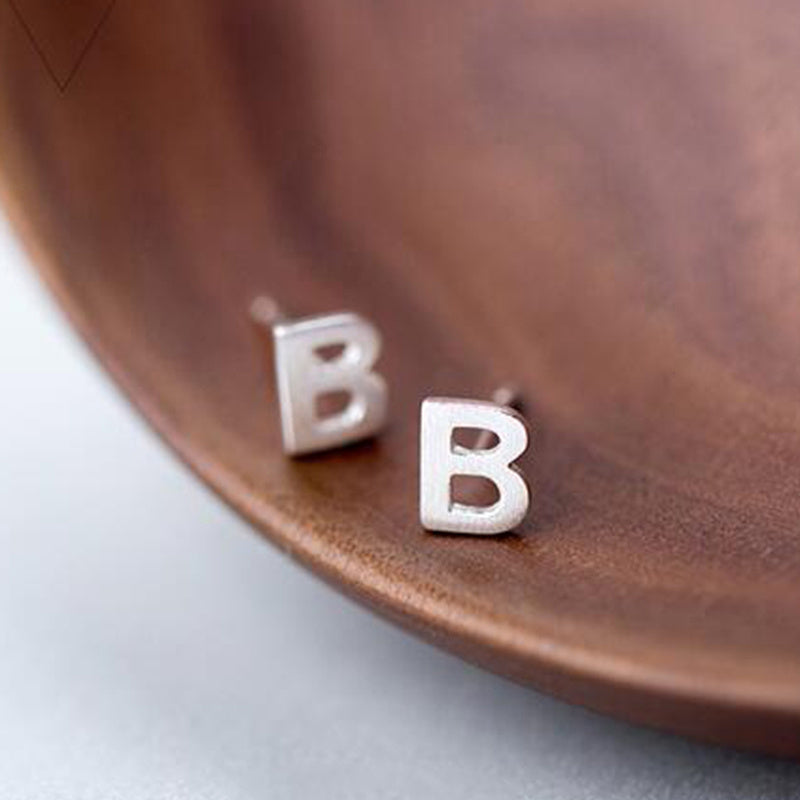 26 English Alphabet Stud Earrings Women's Copper Silver Plated-Jewearrings