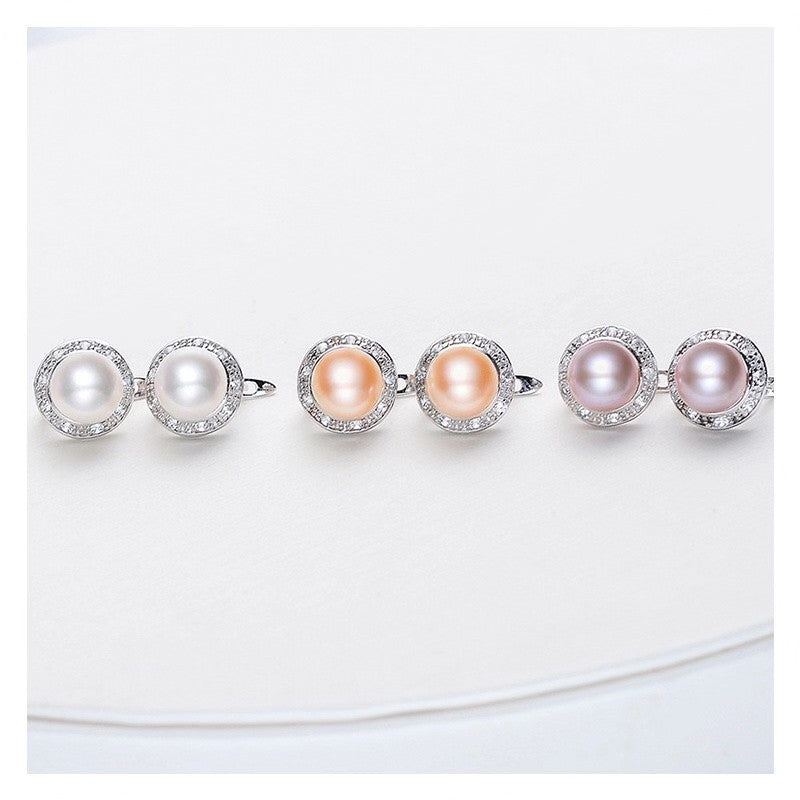 Natural Strong Freshwater Genuine Pearl Earrings In S925 Silver-Jewearrings