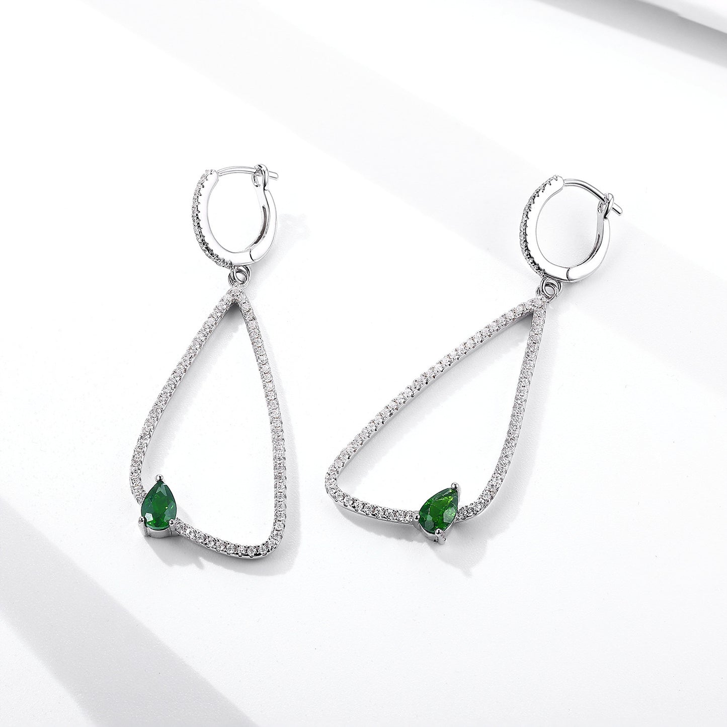 Fashion Earrings Women's Full Body S925 Silver Inlaid Natural Diopside-Jewearrings