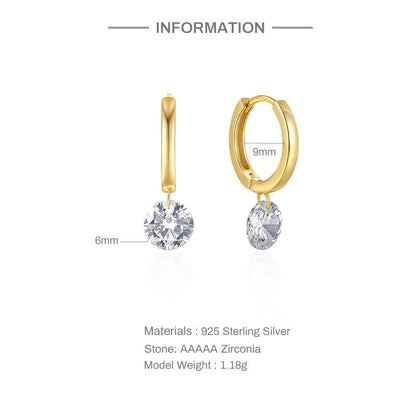 S925 Sterling Silver Simple Single Rhinestone Earrings Female-Jewearrings