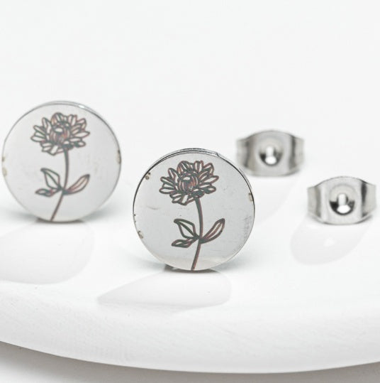 Fashion Animal Flower Etched Stud Earrings-Jewearrings