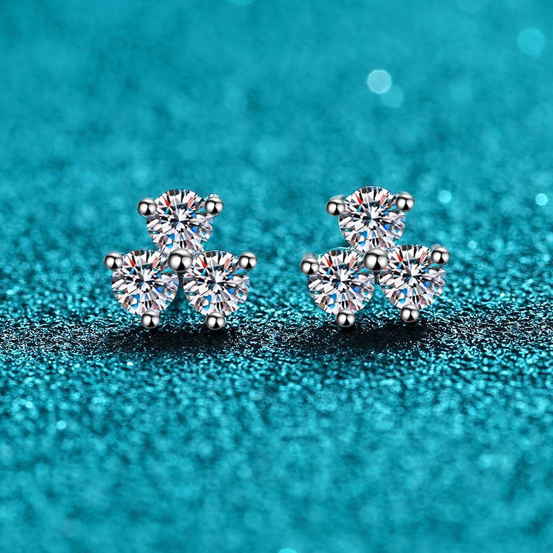 Sterling Silver Earrings Female Simple Models Clover-Jewearrings