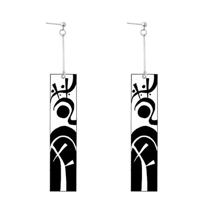 Anime Tokyo Revengers Earrings Jewelry Vintage Tattoo Runes Rectangle Acrylic Pendant Dangle Earrings-Jewearrings