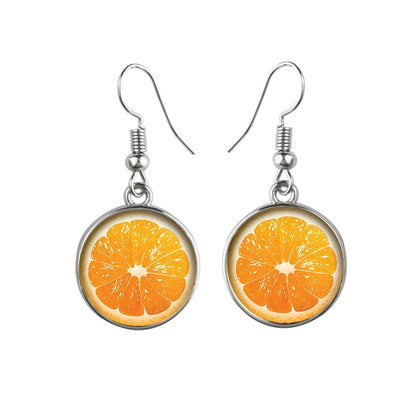 Fashion Fruit Grapefruit Watermelon Lemon Glass Dangle Earrings For Women Girls-Jewearrings