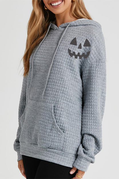 Pumpkin Face Graphic Drawstring Hoodie with Pocket-Jewearrings