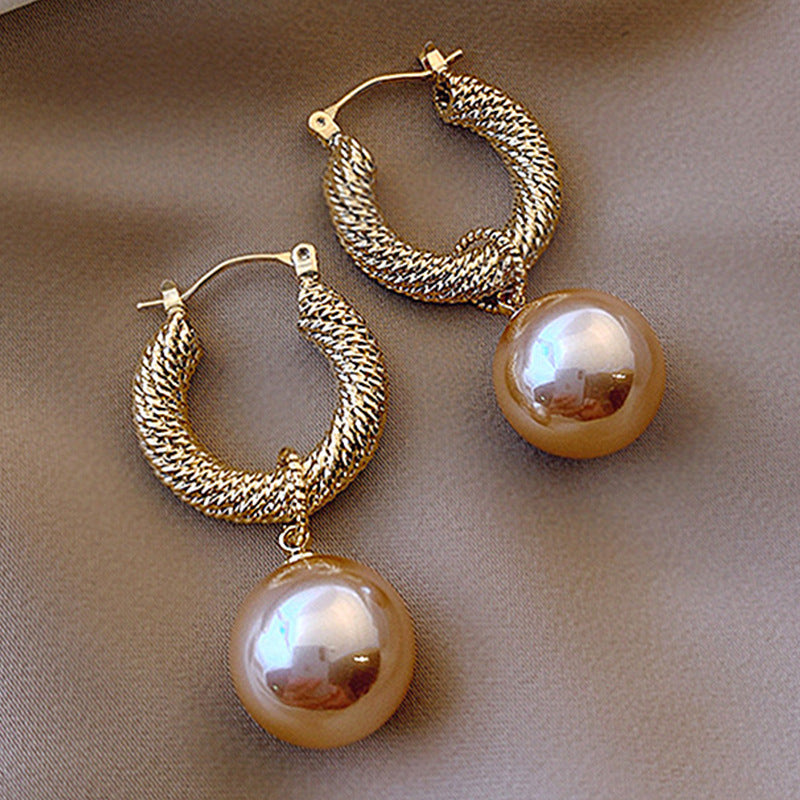 Korean Version Of Imitation Pearl Personality Wild Geometric Type Women's Earrings-Jewearrings