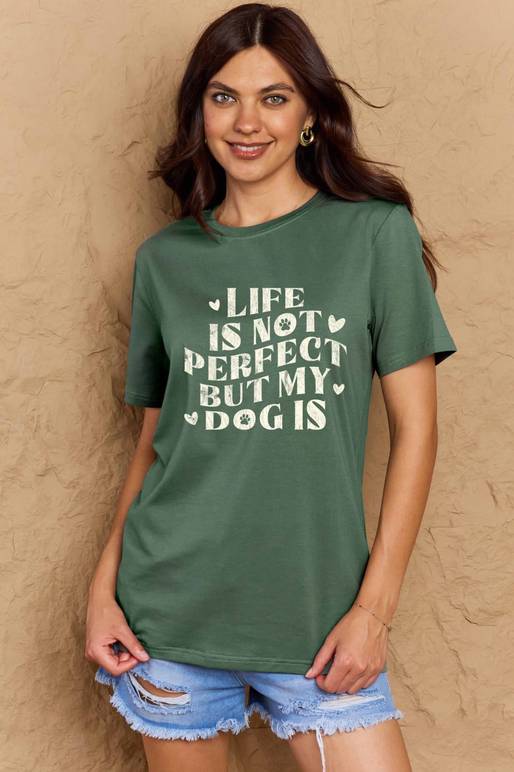 Simply Love Full Size Dog Slogan Graphic Cotton T-Shirt-Jewearrings