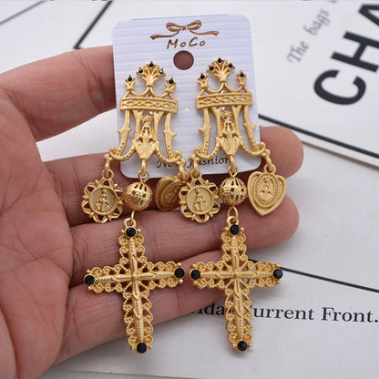 Women's Fashion Cross Cutout Exaggerated Earrings-Jewearrings