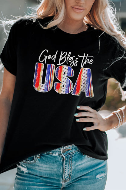 GOD BLESS THE USA Cuffed T-Shirt-Jewearrings