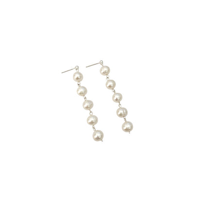 Natural Pearl White Threaded Earrings-Jewearrings