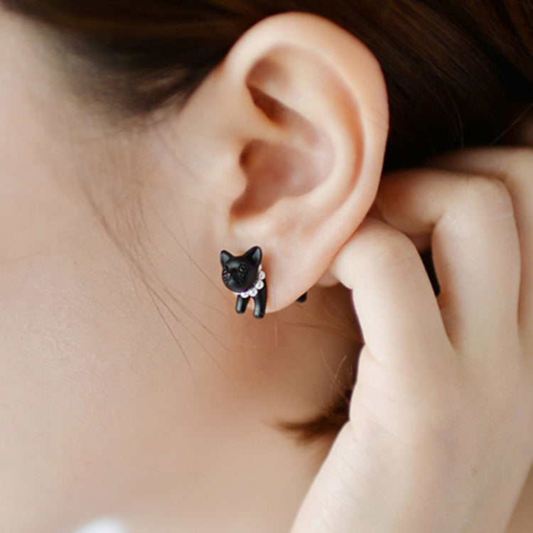 Korean Jewelry Harajuku Three-dimensional Pearl Animal Earrings Cat Men And Women Piercing Ear Stud-Jewearrings