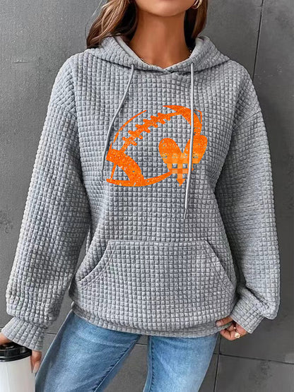 Full Size Football Graphic Drawstring Hoodie-Jewearrings