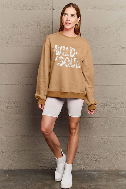 Simply Love Full Size WILD SOUL Graphic Sweatshirt-Jewearrings