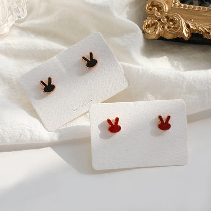 Silver Needle Korean Minimalist Style Exquisite Cute Bunny Earrings-Jewearrings