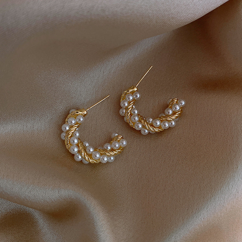 Vintage Pearl Earrings Ins Simple Personality Earrings-Jewearrings