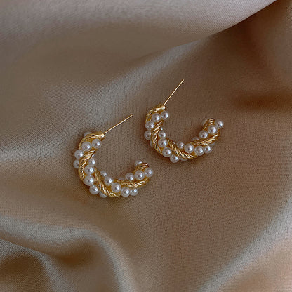 Vintage Pearl Earrings Ins Simple Personality Earrings-Jewearrings