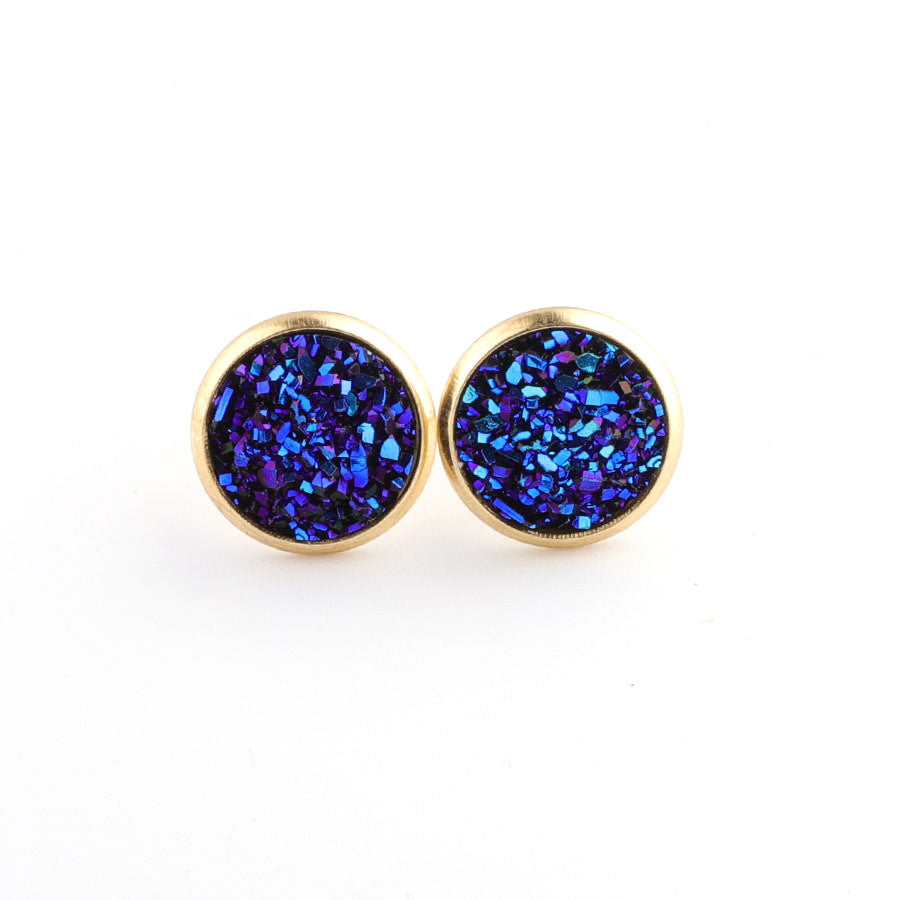 Starry Stainless Steel Water Plated Gold Stud Earrings-Jewearrings