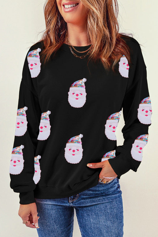 Sequin Santa Long Sleeve Sweatshirt-Jewearrings