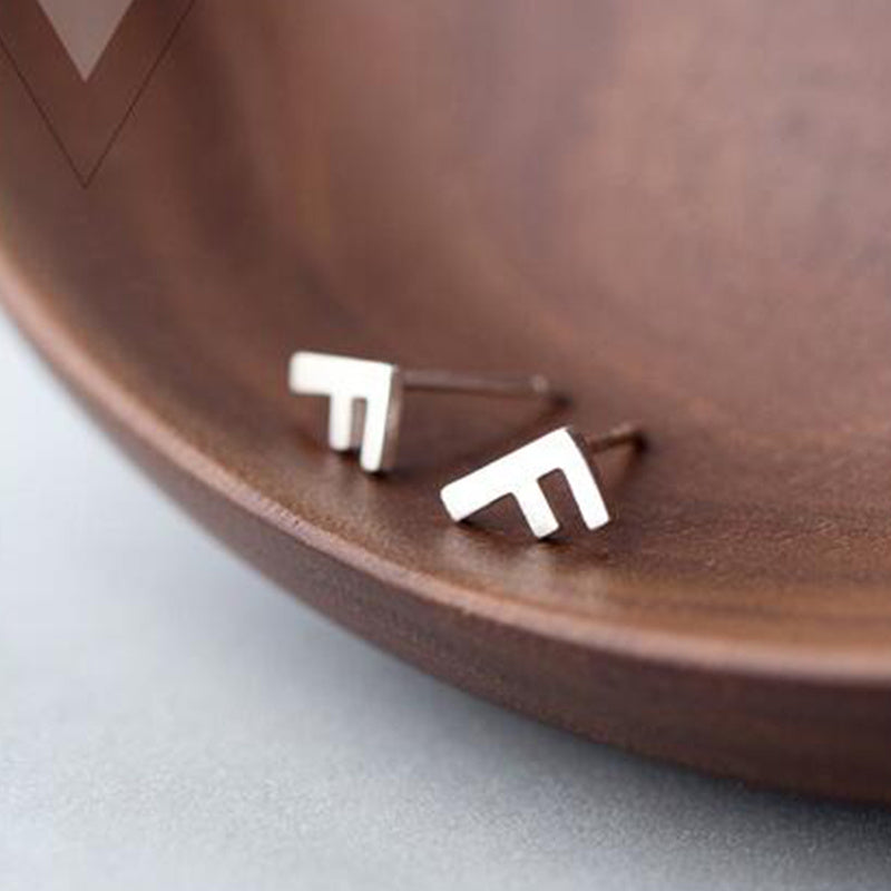 26 English Alphabet Stud Earrings Women's Copper Silver Plated-Jewearrings