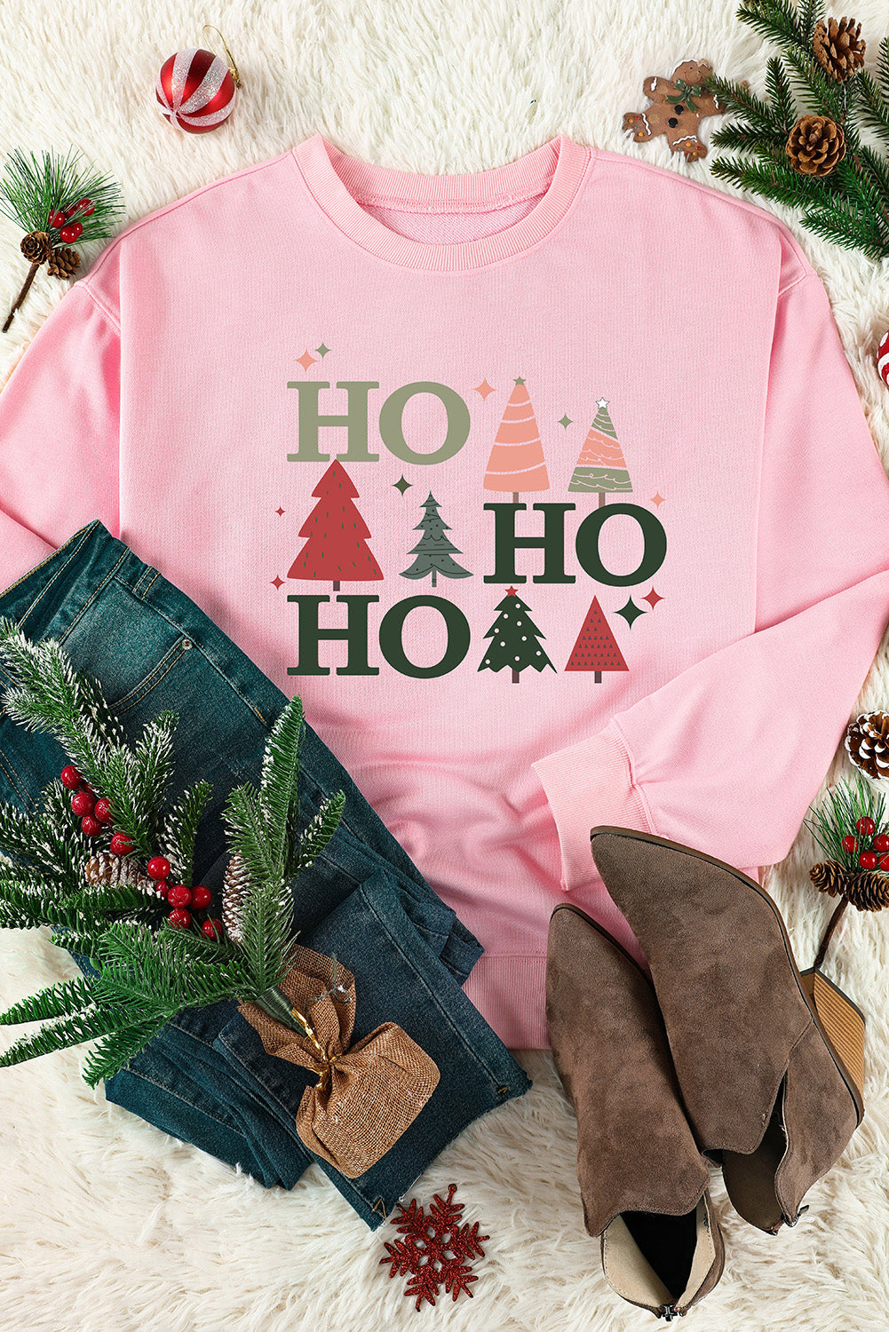 Christmas Tree Graphic Dropped Shoulder Sweatshirt-Jewearrings