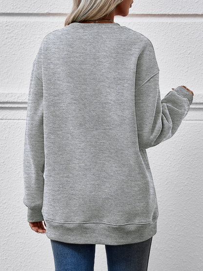 MERRY CHRISTMAS Round Neck Long Sleeve Sweatshirt-Jewearrings