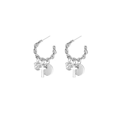 Trendy Hip-hop Cold Wind Silver Needle Cross Earrings-Jewearrings