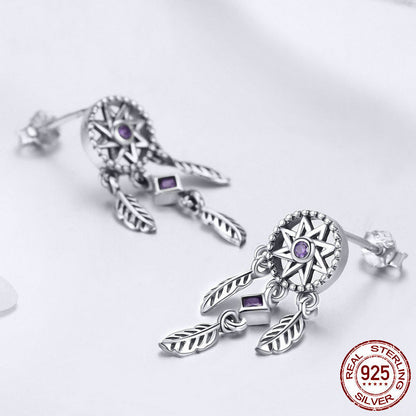 New Fashion Dream Catcher S925 Sterling Silver Stud Earrings-Jewearrings