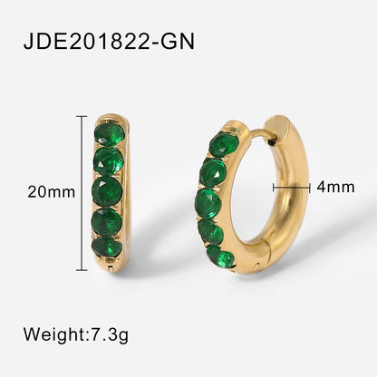 Women's 18K Gold Plated Stainless Steel Round Zircon Earrings-Jewearrings