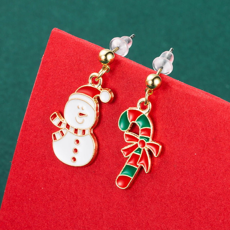 Christmas Series Alloy Tree Bow Earrings-Jewearrings