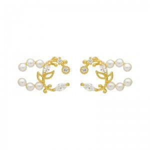 S925 Silver Needle Petal Pearl Earrings-Jewearrings