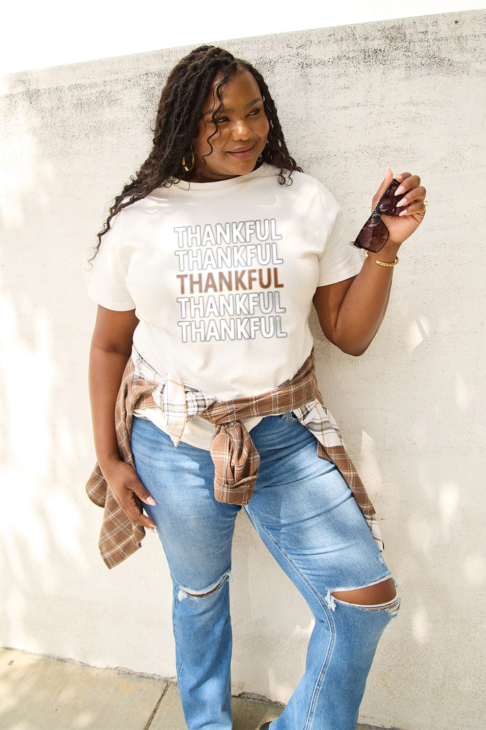 Simply Love Full Size THANKFUL Short Sleeve T-Shirt-Jewearrings