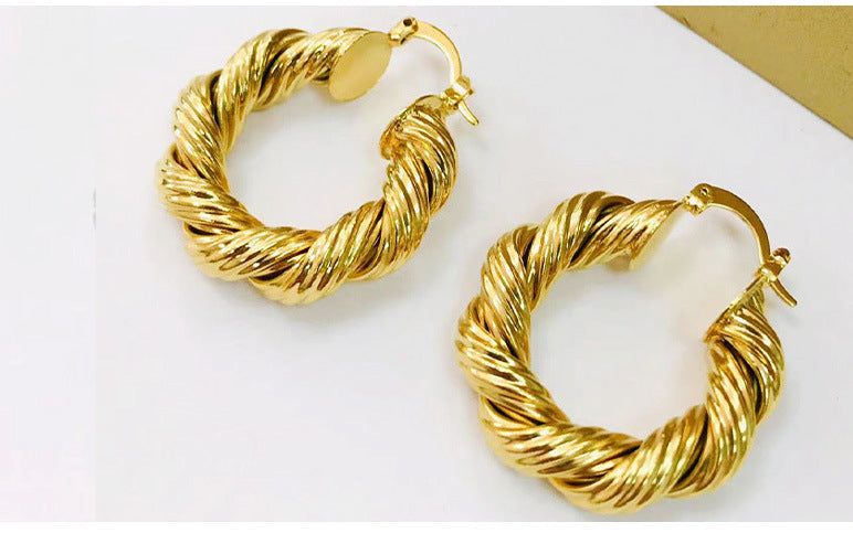 Super Twist Exaggerated Hollow Earrings 18K Gold Earrings Ear Clip-Jewearrings