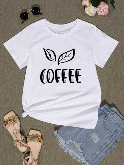 COFFEE Round Neck Short Sleeve T-Shirt-Jewearrings