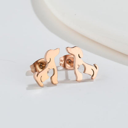 Women's Stainless Steel Cute Cartoon Puppy Stud Earrings-Jewearrings