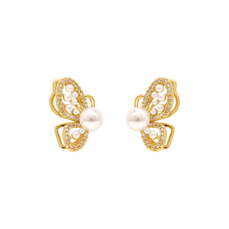 Temperament Butterfly Pearl Earrings Mosquito Coil Ear Clip-Jewearrings