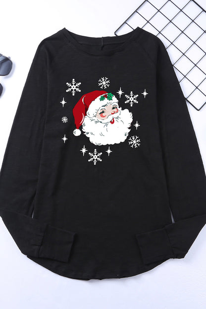 Santa Graphic Round Neck Long Sleeve T-Shirt-Jewearrings