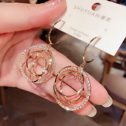 South Korea's Dongdaemun Fashion And Personality Exaggerated Silver Pin Earrings-Jewearrings